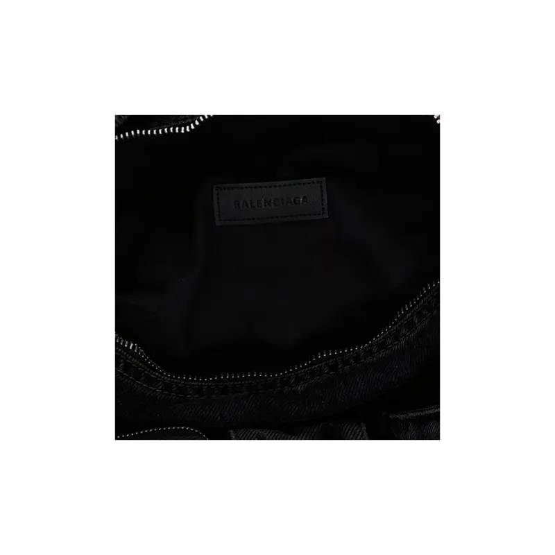 Balenciaga Superbusy Cotton Handbag Shoulder Bag Small Size Men's Black-3