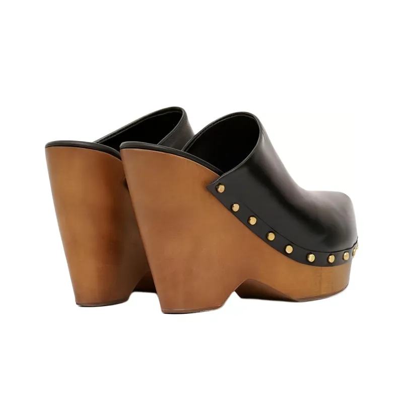 ISABEL MARANT 110mm Wedge-heel Leather Clogs-2