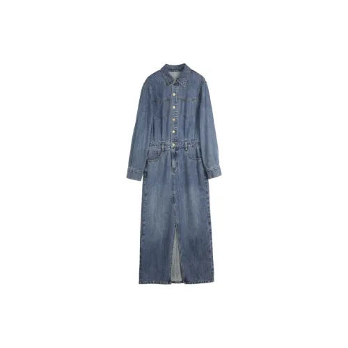 ELLE Long-Sleeved Dresses Women's Denim Blue