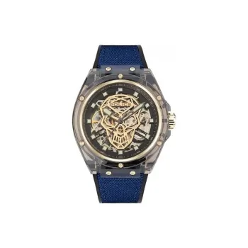 Police Wrist Watch Automatic Mechanical Movement Silicone Strap 44mm Cut-Out Dial Men's Watches