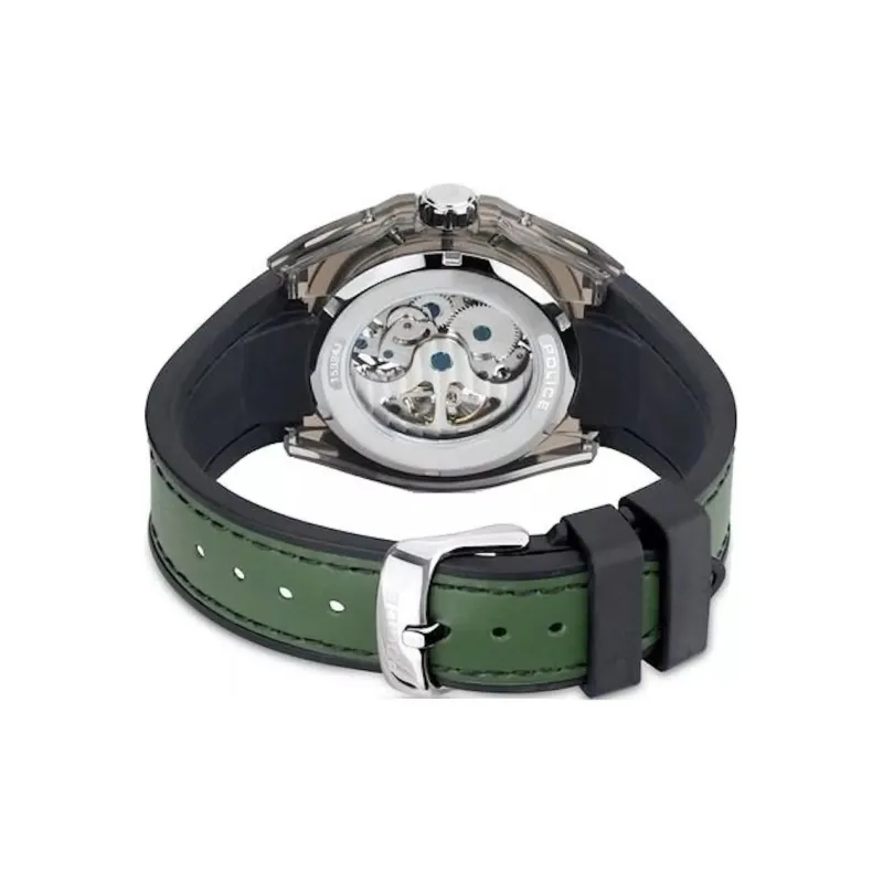 Police Wrist Watch Automatic Mechanical Movement Silicone Strap 44mm Cut-Out Dial Men's Watches-1