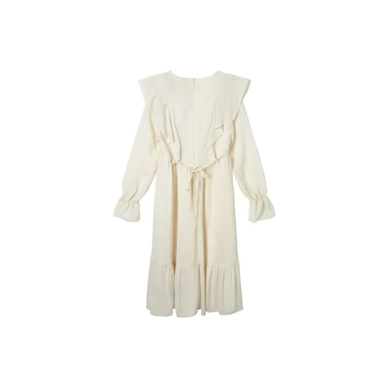 PAZZO Long Sleeved Dress Women's Ecru-1