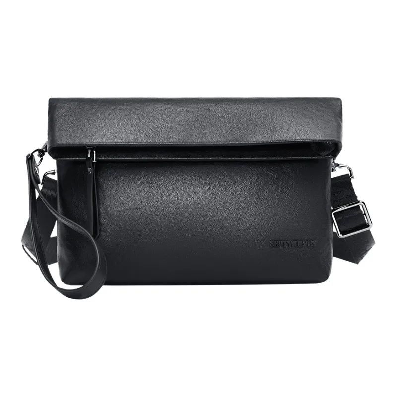 SEPTWOLVES Cow Leather Versatile Commute To Work Messenger Bag QPL Regular Unisex Black-0
