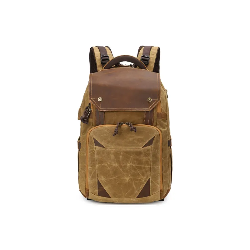H YXIANG Batik Canvas Backpack Regular Men's Khaki/Gray/Earth Yellow/Blue-8
