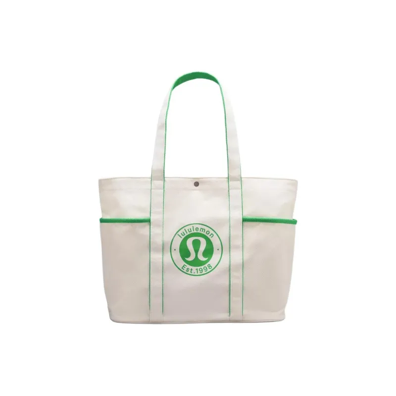 Lululemon Cotton Canvas Bag, Tote Bag, Shopping Bag, Shoulder Bag, Handbag Regular Unisex Green-0