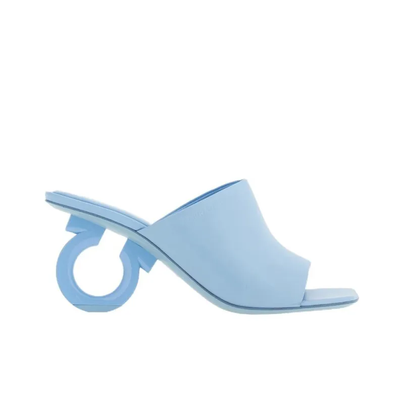 FERRAGAMO GANCINI Slide Slippers Women's Blue-1