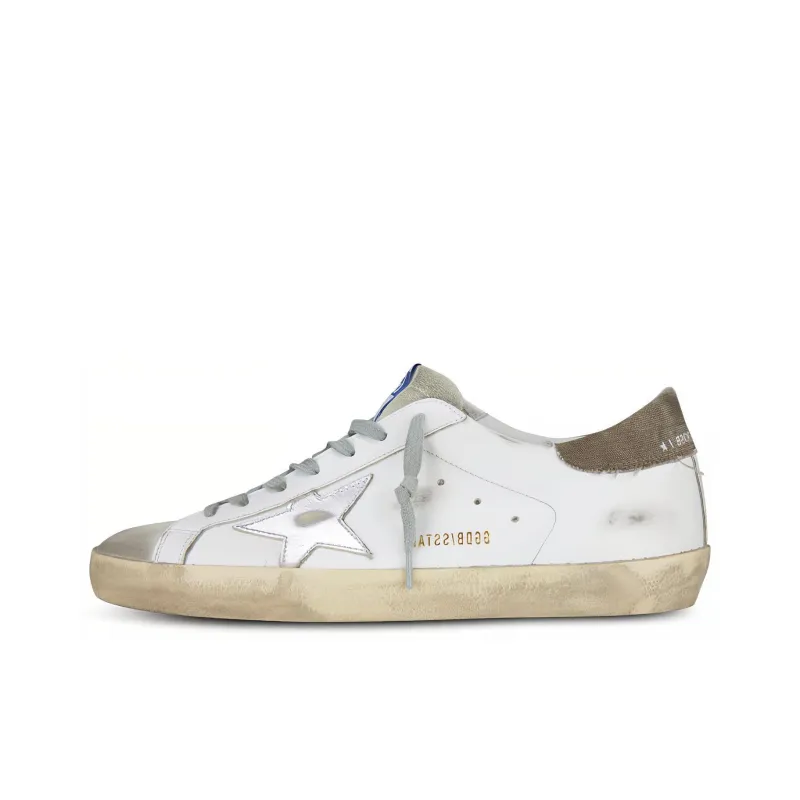 Golden Goose Super Star Low Top Stylish Skateboarding Shoes Men's White Brown Vintage Version-0