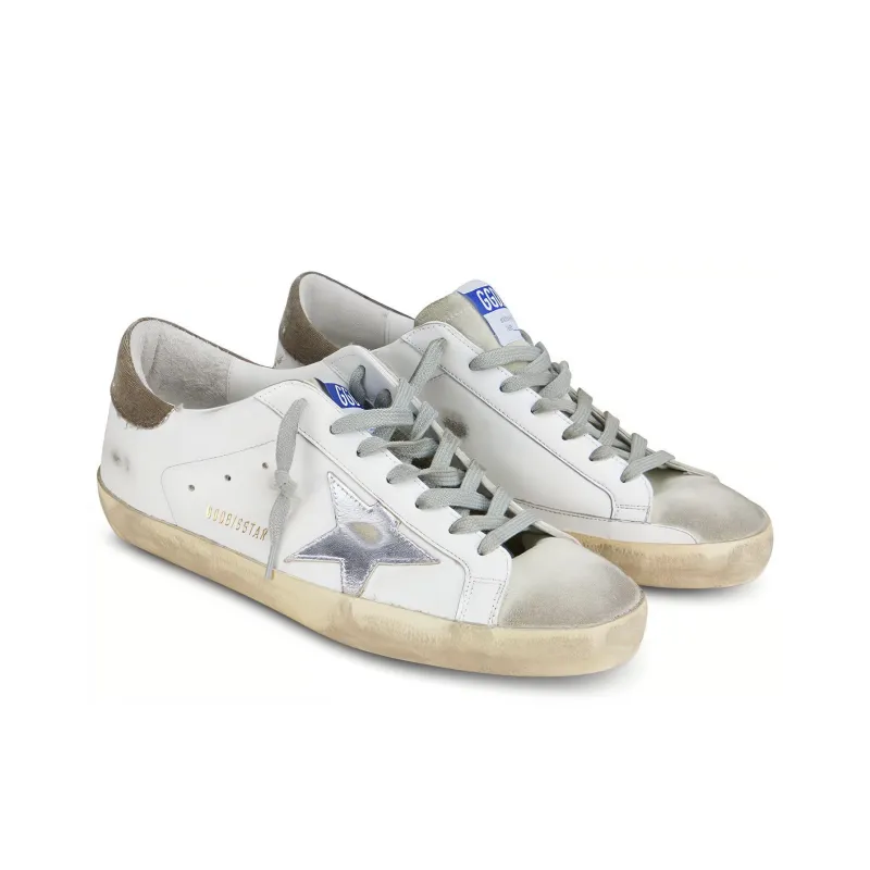 Golden Goose Super Star Low Top Stylish Skateboarding Shoes Men's White Brown Vintage Version-2