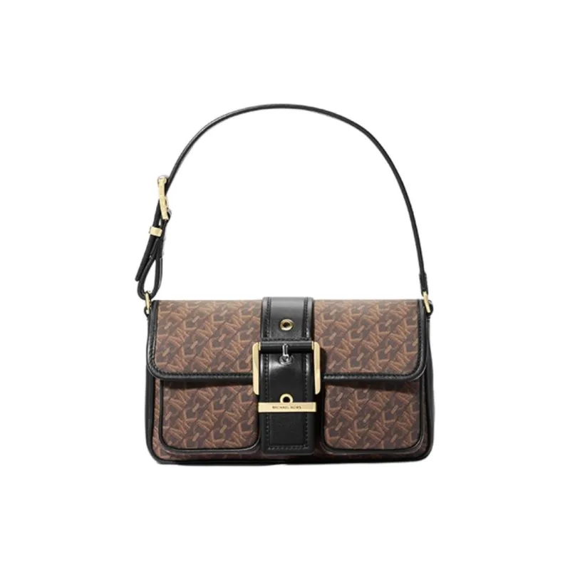 MICHAEL KORS Artificial Leather With Cow Leather Handbag, Shoulder Bag Regular Women's Dark Brown & Black-4