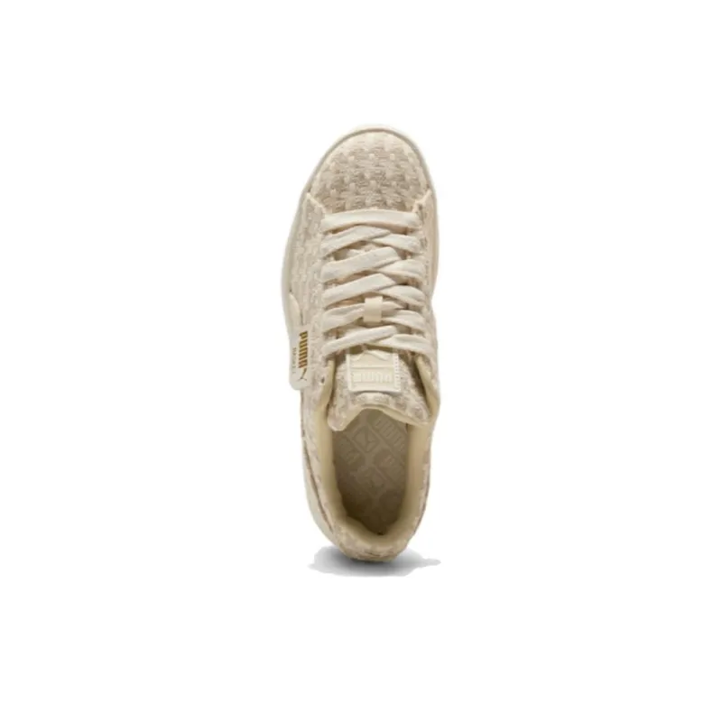 PUMA Basket Anti Slip Wear Resistant Low Top Skateboard Shoes Women's Khaki-3