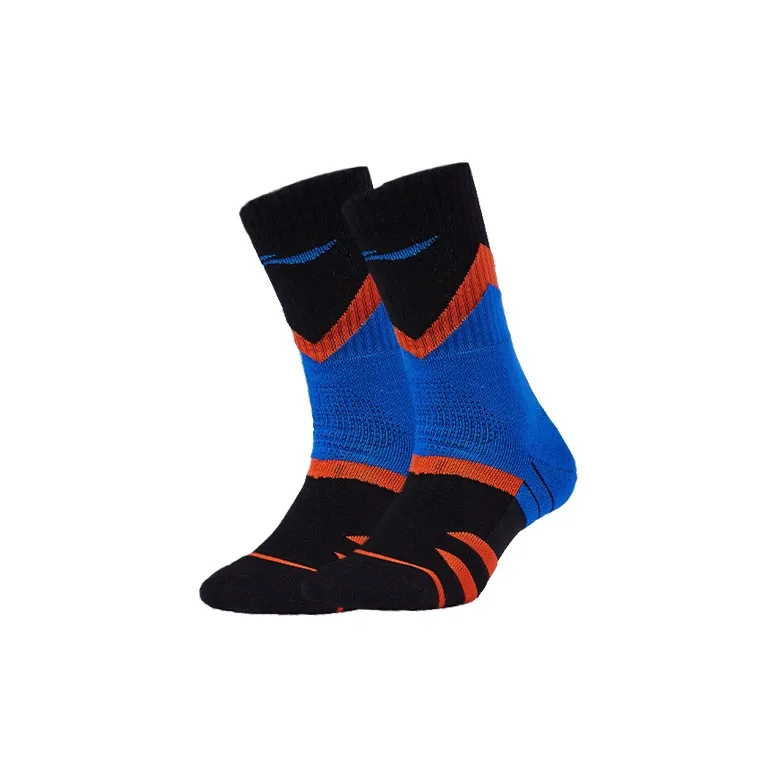 LiNing Basketball Socks Men's Combo Set Black Blue Orange-3
