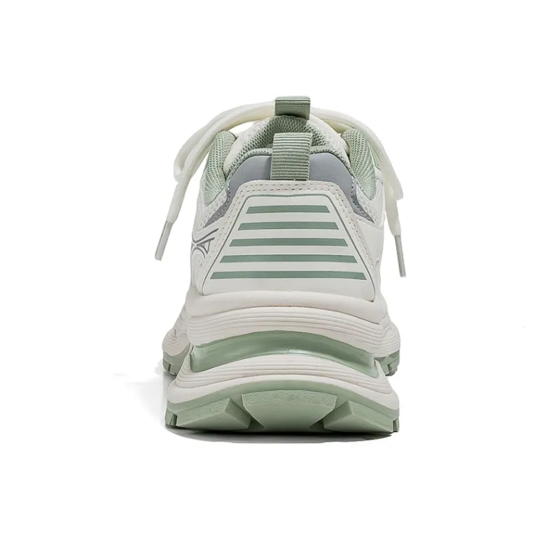 Warrior Breathable Lightweight Height Increasing Low Top Chunky Sneakers Women's Beige Gray Green-2