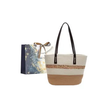 Iman's House Straw Woven Shoulder Bag Unisex Khaki/Coffee/Black