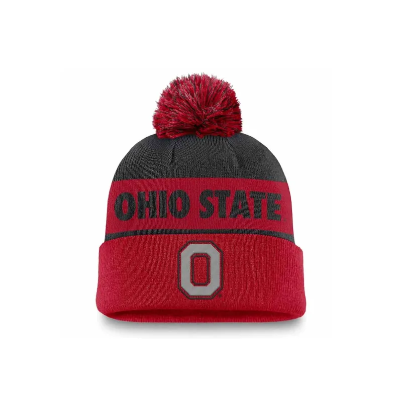 Nike Ohio State Buckeyes Primetime Peak Men's Nike College Cuffed Pom Beanie-0