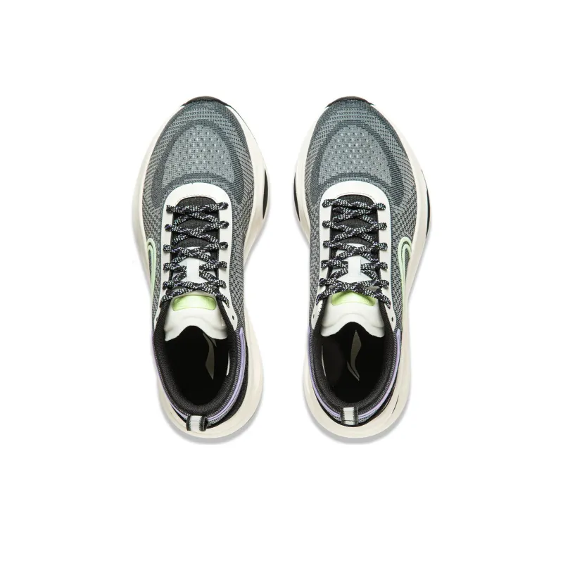 LiNing Cushioning Wear Resistant Lightweight Rebound Low Top Running Shoes Women's Black White-3