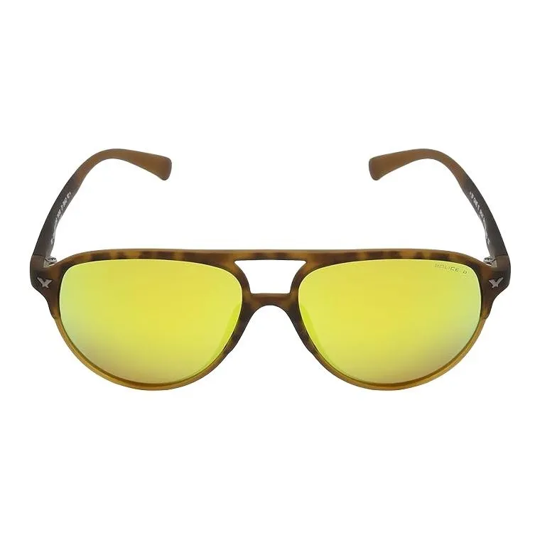 Police Plastic Aviator Sunglasses Men's Brown-1