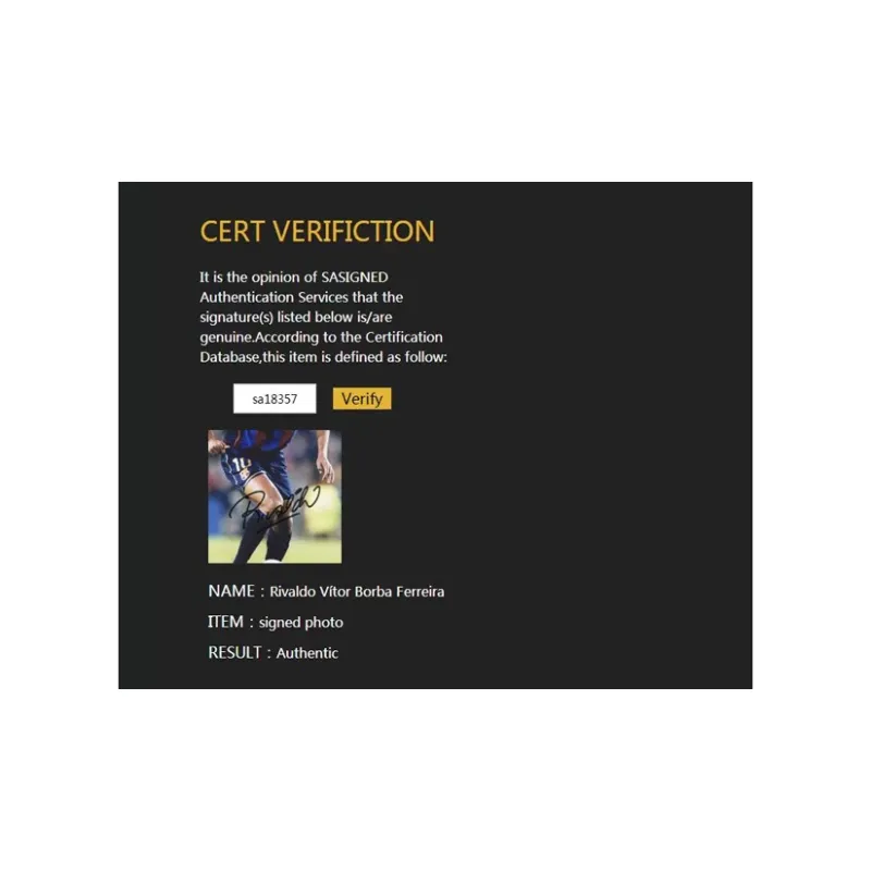 Three For During His Time At Barça, Rivaldo, Autographed Photo With Certificate, Framed-5