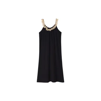 X QINGE Nightgown Summer Women's Black