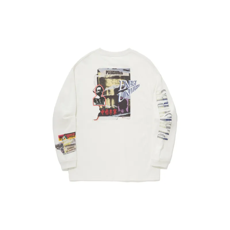 LiNing x PLEASURES T Shirt Unisex Champagne White-1