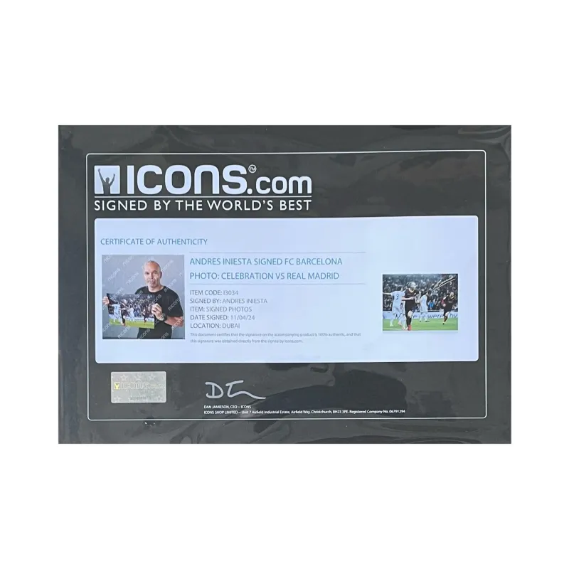 ICONS.com Iniesta Barça Includes Certification Certificate Outer Frame Size: 38.6x48.6cm-4