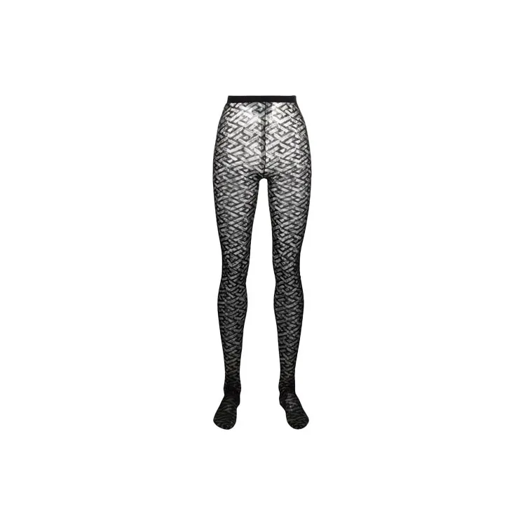 VERSACE Monogram Tulle Tights 'Black'-0