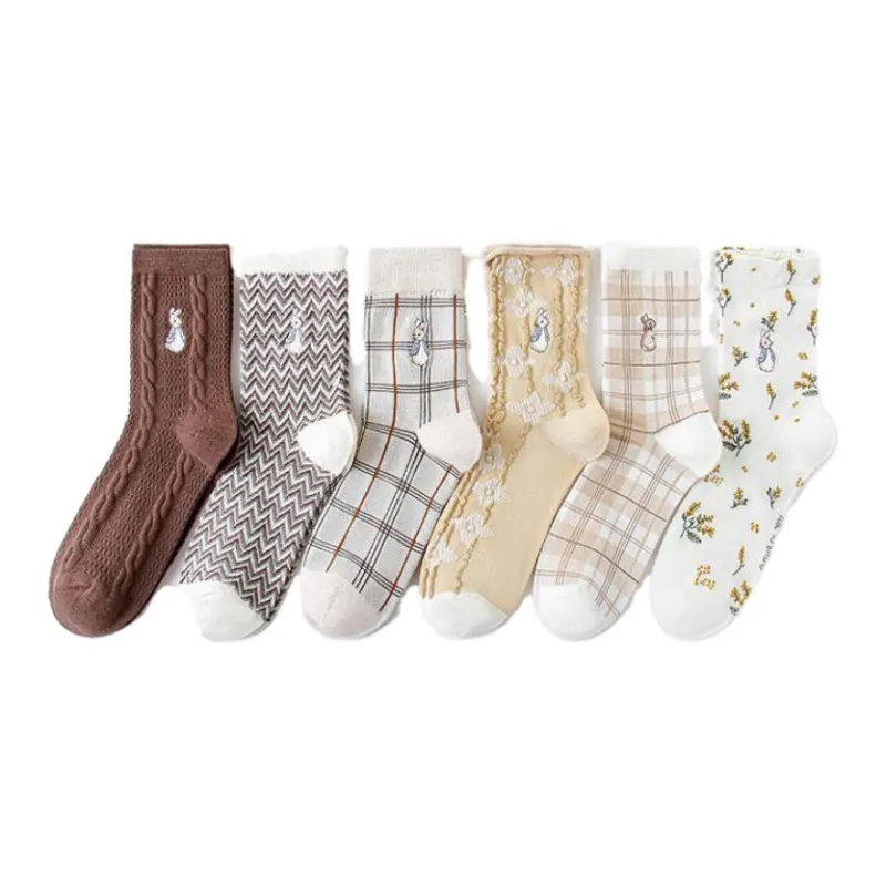 Caramella x Peter Rabbit Mid Calf Socks Unisex 6 Pack Red-24