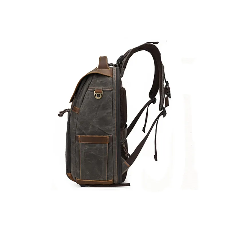 H YXIANG Batik Canvas Backpack Regular Men's Khaki/Gray/Earth Yellow/Blue-6
