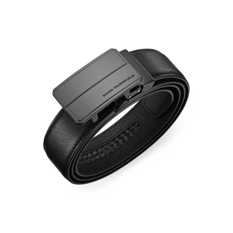 FAIRWHALE Matte Alloy Automatic Buckle Genuine Leather Belt Cow Leather Belts Men's Width 3.4CM-3