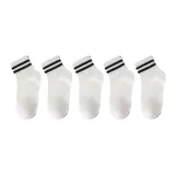 5 Pack White Base Black Stripes