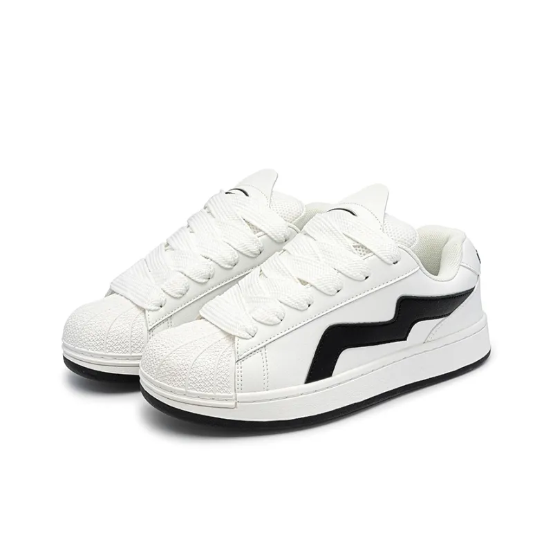 N6K8 Anti Slip And Wear Resistant Lightweight Low Top Skateboard Shoes Unisex White Black Gift Box Set-3