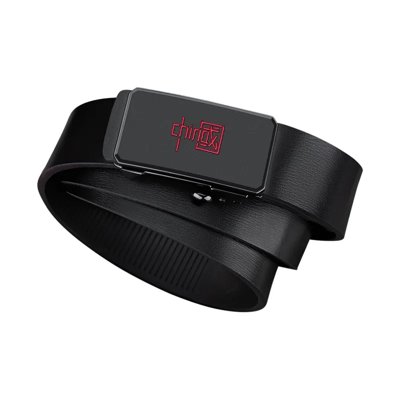WilliamPOLO Cow Leather Leather Belts Men's Red 3.4cm Wide-2