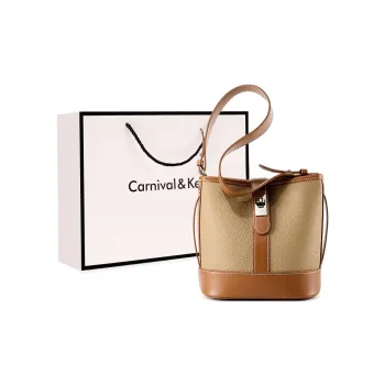 Carnival Keep Top Grain Cow Leather Bucket Bags Shoulder Bags Regular Women's Multicolor