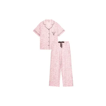 Victoria's Secret Pajama Set Women's Pink Leopard Print