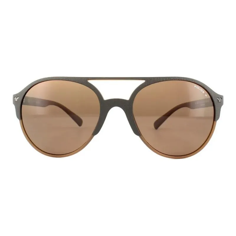 Police Injection Molded Aviator Sunglasses Unisex Brown-1