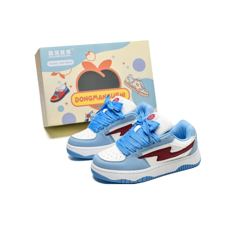 Anime Story Slip Resistant, Abrasion Resistant, Lightweight, Breathable Low Top Skateboard Shoes Unisex Vintage Blue-0