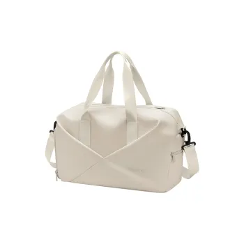 V.NINE Fabric With Synthetic Leather Handbag Student Travel Bag Large Size Unisex Cream White/Glutinous Beige Black