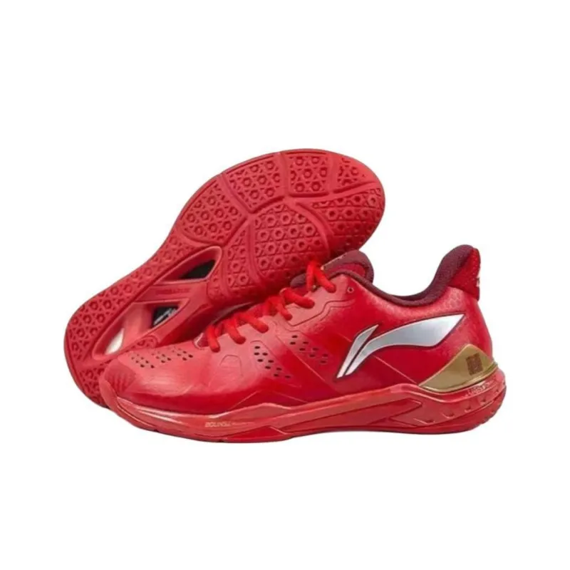 LiNing Cloud Thunder Cushioned Slip-Resistant Abrasion-Resistant Low-Top Badminton Shoes Unisex Red-2