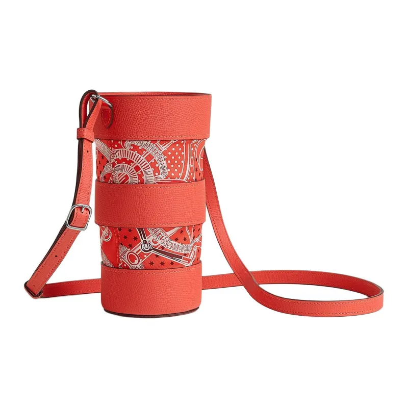 HERMES Swift Leather Water Cup Set, Shoulder Bag, Crossbody Bag Women's Open Country Orange-1
