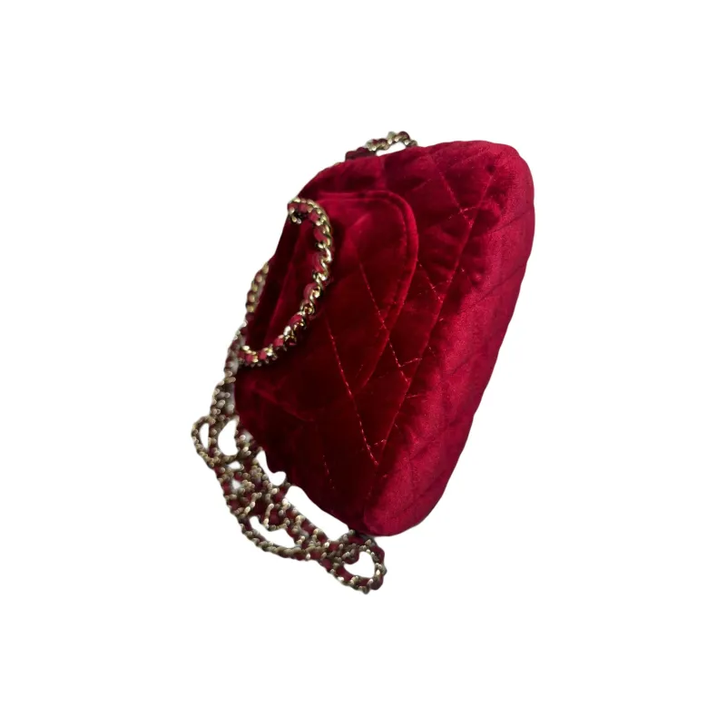 CHANEL Suede Handbag, Shoulder Bag, Crossbody Bag Women's Dark Red-3