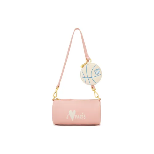 ELLE Top Grain Cow Leather Pen Holder Bag, Shoulder Bag Women's Pink/Ecru