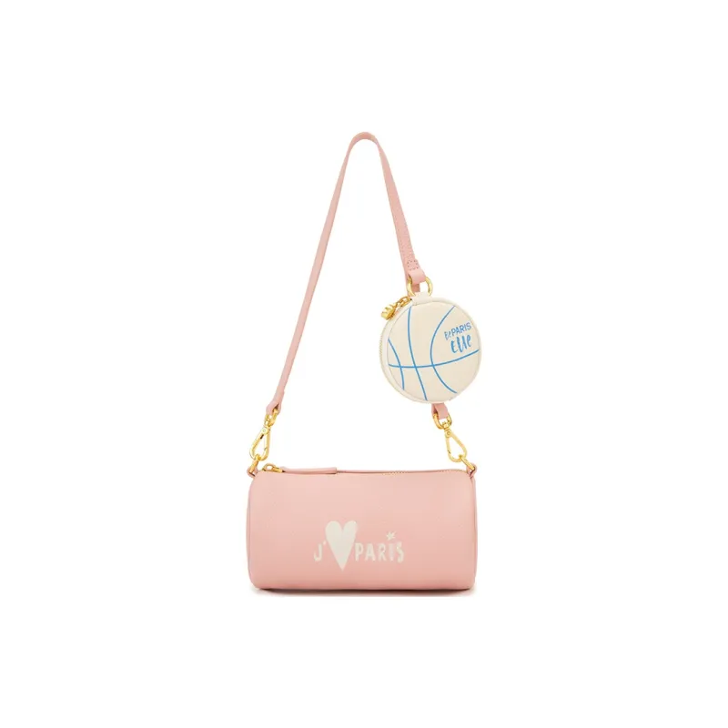 ELLE Top Grain Cow Leather Pen Holder Bag, Shoulder Bag Women's Pink/Ecru-0