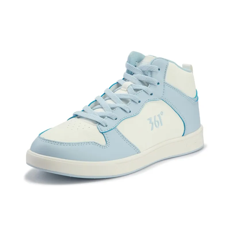 361° Air Force One Anti Slip Wear Resistant Mid Top Skateboard Shoes Women's White Blue-1