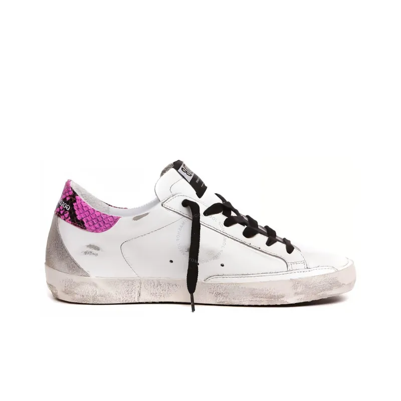 Golden Goose Super Star Low Top Stylish Skateboarding Shoes Women's White Pink Distressed Style-2