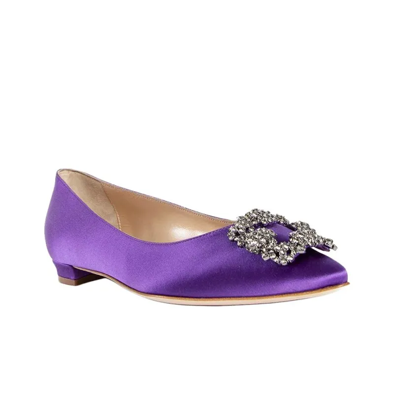 MANOLO BLAHNIK Hangisi Casual Single Shoes Women's Purple-2