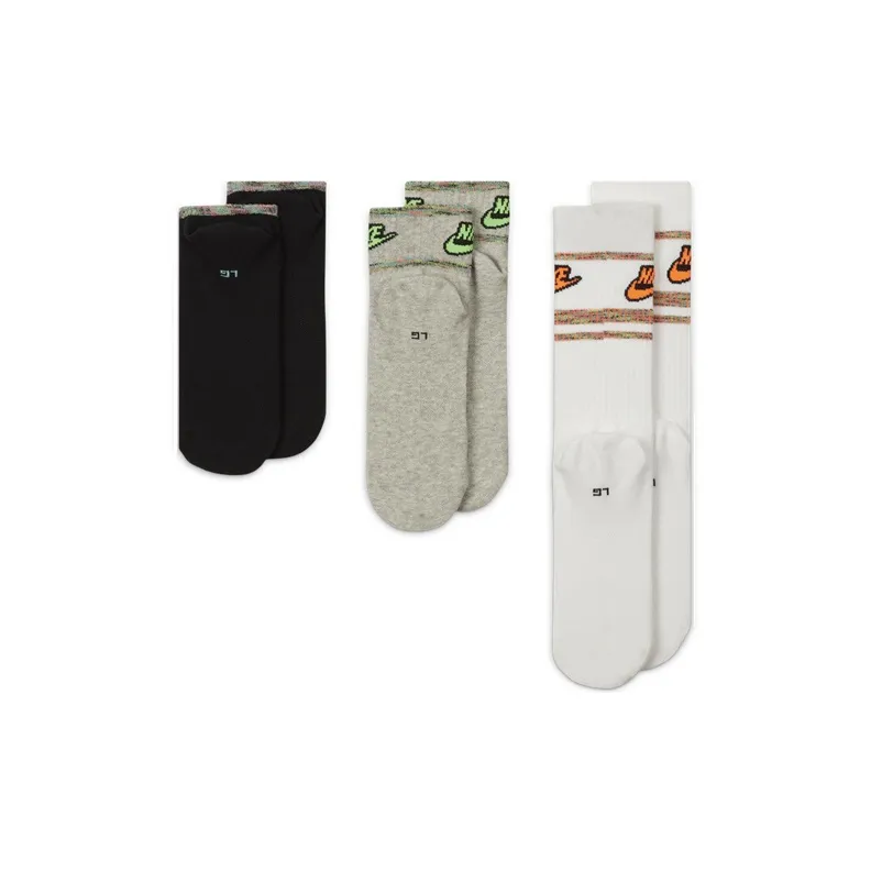 Nike Ankle Socks Unisex 3 Pack White/Gray/Black-1
