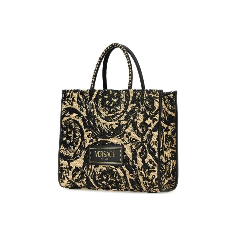 VERSACE Medium Barocco Athena Raffia Tote Bag-1