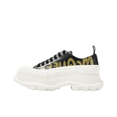 Alexander McQueen Tread Slick Low Lace Up Graffiti Black Khaki