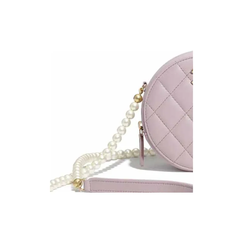 CHANEL Calfskin Round Bag Crossbody Bag Women's Light Pink Red-3
