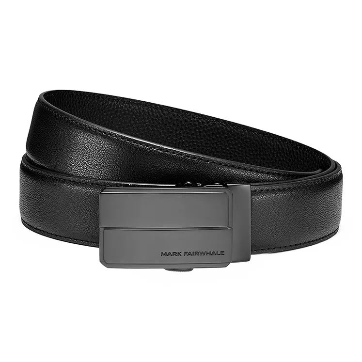 FAIRWHALE Matte Alloy Automatic Buckle Genuine Leather Belt Cow Leather Belts Men's Width 3.4CM-2