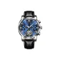 Black Leather Blue Dial